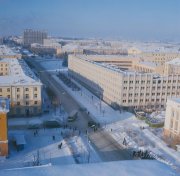 Перекресток Ленинского проспекта и улицы Советская зимой